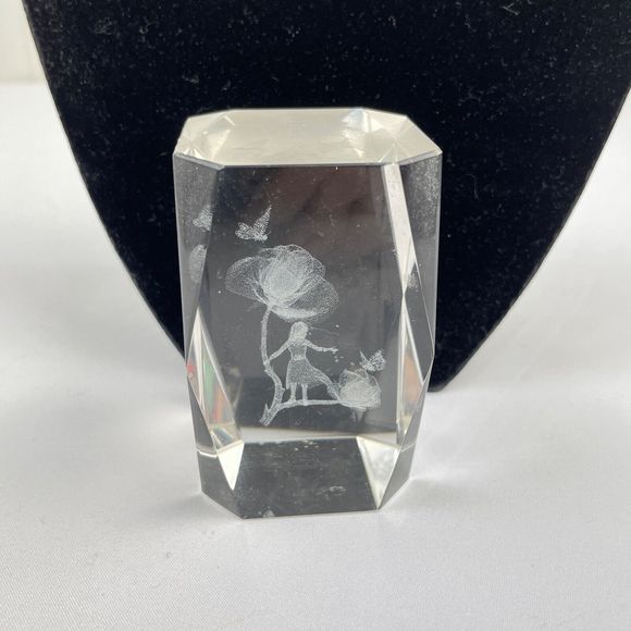 Glass‎ Laser Etched 3D Fairy with Flowers Paperweight Holographic - Picture 2 of 5